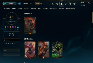 Platina 4 com 70 Champs e 46 Skins +3 Vitoriosas - League of Legends LOL