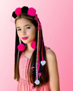 Kit Tiara Coroa de Pompom e Brincos - Artesanato e Personalizados