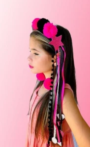 Kit Tiara Coroa de Pompom e Brincos - Artesanato e Personalizados
