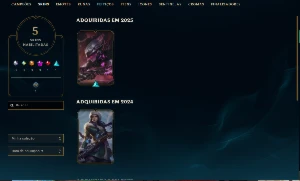 CONTA PRATA 1, 40 champs, 5 skins + espólios com skins - League of Legends LOL