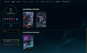 CONTA PRATA 1, 40 champs, 5 skins + espólios com skins - League of Legends LOL