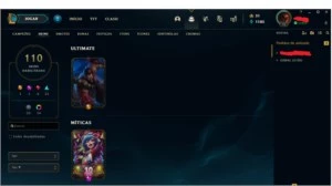 CONTA PLATINA 4 110 SKINS 56% DE WR - League of Legends LOL