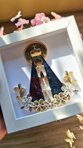 Quadro 15x15 Nossa Senhora Aparecida quilling - Artesanato e Personalizados
