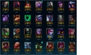 Conta plat 4, 117 campeões, 78 skins, 80 ícones, runa padrão - League of Legends LOL