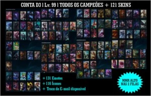 CONTA D3 l Lv. 99 l TODOS OS CAMPEÕES + 121 SKINS - League of Legends LOL