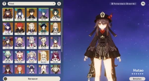 Genshin AR 56 + 11 Personagens 5 Estrelas Build Hu tao/Xiao - Genshin Impact