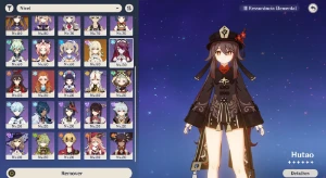 Genshin AR 56 + 11 Personagens 5 Estrelas Build Hu tao/Xiao - Genshin Impact