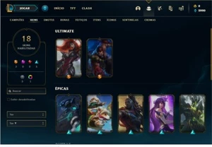 Conta prata 4 com 47 Champs e 18 Skins - League of Legends LOL