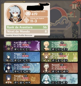 Genshin Impact -Andarilho + Albedo+dehya+keqing + jean AR 55