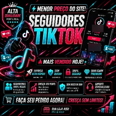 Tiktok | Seguidores + Curtidas + Views | Entrega Rápida - Redes Sociais