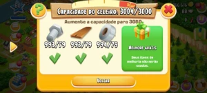 Conta Hay Day nível 80 celeiro 3k silo 1k