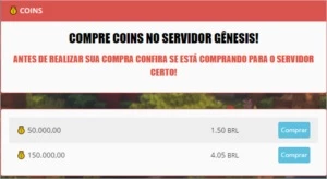 COINS NO SERVIDOR ARMAMC.COM (GÊNESIS) 1M / R$14,99 - Minecraft