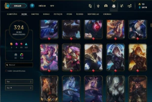 Ferro 1 com 140 Champs e 324 Skin ( MAIN SUP ) + 4 Prestigio - League of Legends LOL