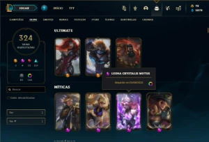 Ferro 1 com 140 Champs e 324 Skin ( MAIN SUP ) + 4 Prestigio - League of Legends LOL