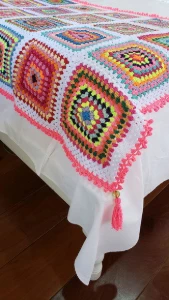 Manta Multicolorida em Crochê - Artesanato e Personalizados