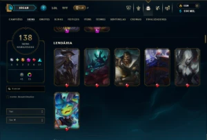 Bronze 1 com TODOS os Champs e 138 Skins ( ADC / SUP ) - League of Legends LOL
