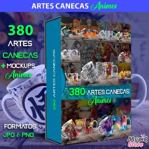 Pack Artes Prontas para Canecas Sublimação Animes 380 Artes - Serviços Digitais