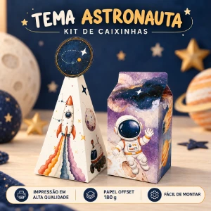 Caixas Milk e Pirâmide Astronauta - Kits 20 ou 40 - Artesanato e Personalizados