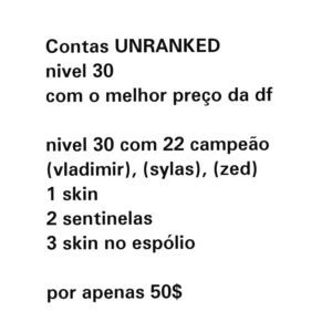 Contas UNRANKED - League of Legends LOL