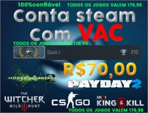 CONTA STEAM - COM VAC, JOGOS H1Z1, THE WITCHER 3 etc.