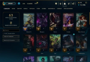 Prata 1 com 45 Champs e 45 Skins - League of Legends LOL