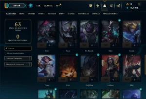 Prata 1 com 45 Champs e 45 Skins - League of Legends LOL
