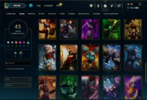 Prata 1 com 45 Champs e 45 Skins - League of Legends LOL