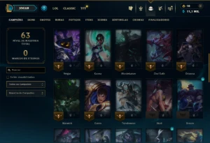 Prata 1 com 45 Champs e 45 Skins - League of Legends LOL