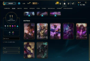 Ouro 3 com 80 Champs e 11 Skins - League of Legends LOL