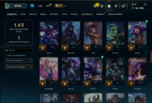 Ouro 3 com 80 Champs e 11 Skins - League of Legends LOL