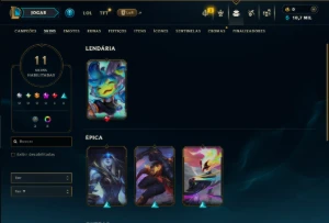 Ouro 3 com 80 Champs e 11 Skins - League of Legends LOL
