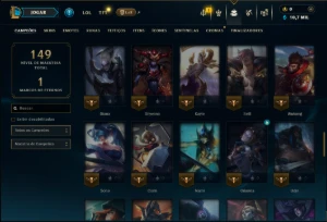 Ouro 3 com 80 Champs e 11 Skins - League of Legends LOL