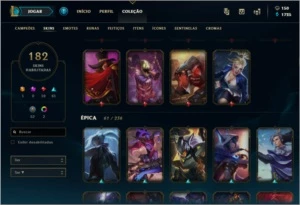 Conta LoL, 182 SKINS, 19 Lendarias, 61 Epicas, 52 Legado. - League of Legends