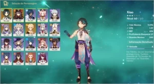 CONTA GENSHIN AR34 COM XIAO, HUTAO, KEQING E LANÇA DE JADE - Genshin Impact