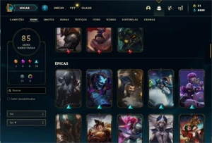 Conta Main jg LV 177/85 Skins +Conta Valorant com Skins - League of Legends LOL