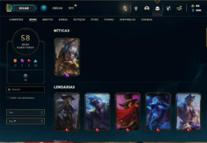 Bronze 2 com 140 Champs e 58 Skins + 1 Prestigio do Sett - League of Legends LOL