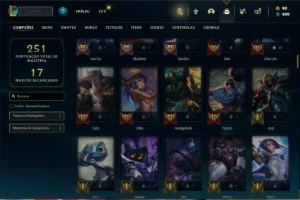 Bronze 2 com 140 Champs e 58 Skins + 1 Prestigio do Sett - League of Legends LOL