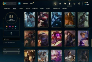 Bronze 2 com 140 Champs e 58 Skins + 1 Prestigio do Sett - League of Legends LOL