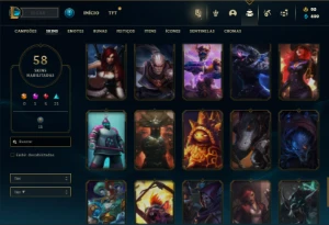 Bronze 2 com 140 Champs e 58 Skins + 1 Prestigio do Sett - League of Legends LOL
