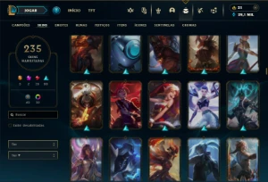 Unranked com TODOS os champs e 235 Skins ( MID / TOP / JG ) - League of Legends LOL