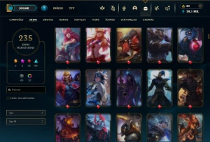 Unranked com TODOS os champs e 235 Skins ( MID / TOP / JG ) - League of Legends LOL