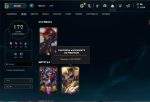 Conta ouro 3 com TODOS os champs e 172 Skins (MAIN JG / MID) - League of Legends LOL