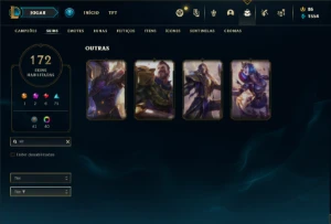 Conta ouro 3 com TODOS os champs e 172 Skins (MAIN JG / MID) - League of Legends LOL