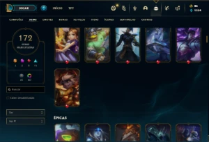 Conta ouro 3 com TODOS os champs e 172 Skins (MAIN JG / MID) - League of Legends LOL