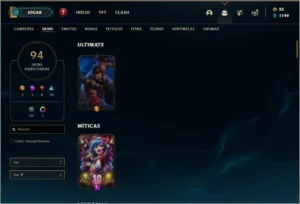 Conta prata 4 com 118 champs e 94 skins - League of Legends LOL