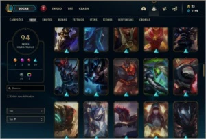 Conta prata 4 com 118 champs e 94 skins - League of Legends LOL
