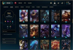 Conta prata 4 com 118 champs e 94 skins - League of Legends LOL