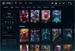 Conta prata 4 com 118 champs e 94 skins - League of Legends LOL