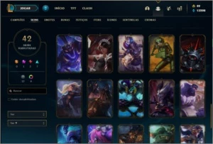Conta unranked com 42 skins e 93 champs ( 3 vitoriosas ) - League of Legends LOL