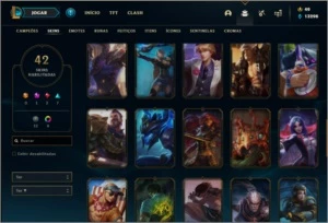 Conta unranked com 42 skins e 93 champs ( 3 vitoriosas ) - League of Legends LOL